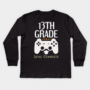 13th Grade Level Complete Video Gamer Graduation Kids Long Sleeve T-Shirt